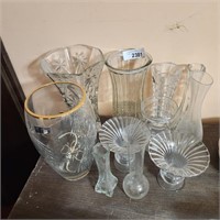 Vintage  Glass Vases - Lot of 11. - Tallest is