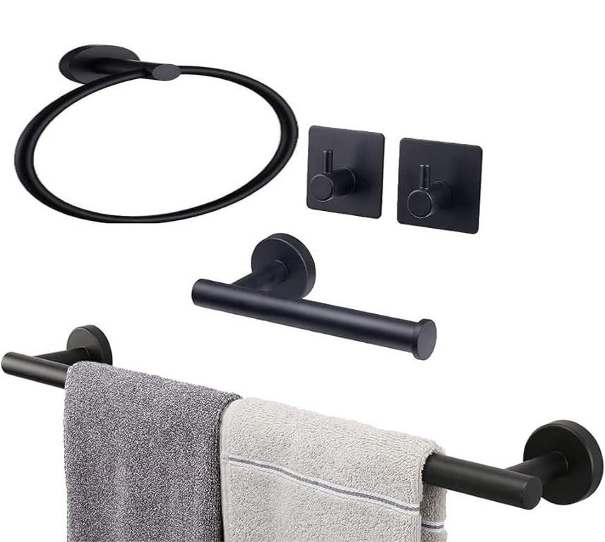 5-PC Towel Bar, Ring, Toilet Paper Holder Set