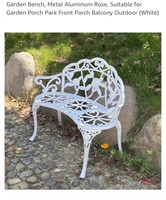 NEW Metal Garden Bench, White, Rose