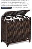 NEW 132L Handwoven Rattan Laundry Basket w/ Lid &