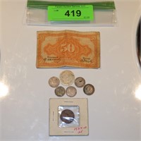 VINTAGE FOREIGN COINS & PAPER MONEY
