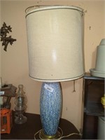 Italian Splatter Glazed pottery lamp- blue &