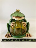 Ceramic and glass frog statue