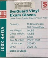 100 pieces of vinyl exam gloves small/ 2400