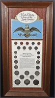 US COINS OF THE 20TH CENTURY FRAMED 25-COIN SET