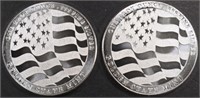 (2) 1 OZ .999 SILVER FLAG ROUNDS