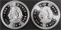 (2) 1 OZ .999 SILVER AZTEC CALENDAR ROUNDS