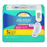 SIZE 1(36COUNT) -ALWAYS ULTRA  THIN PADS