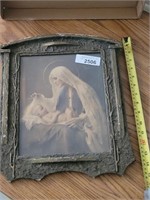 Vintage Framed "Madonna and Child" Print Approx