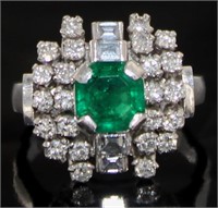 Platinum 2.12 ct Natural Emerald & Diamond Ring
