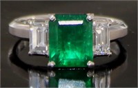 Platinum 2.52 ct Natural Emerald & Diamond Ring