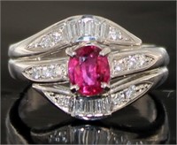 Platinum 1.05 ct Oval Ruby & Diamond Ring