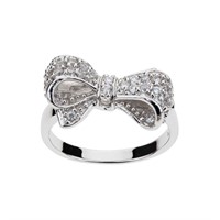 Silver Tone Cubic Zirconia Pavé Bow Ring