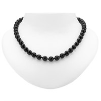 Individually Knotted Black Agate Necklace 18"