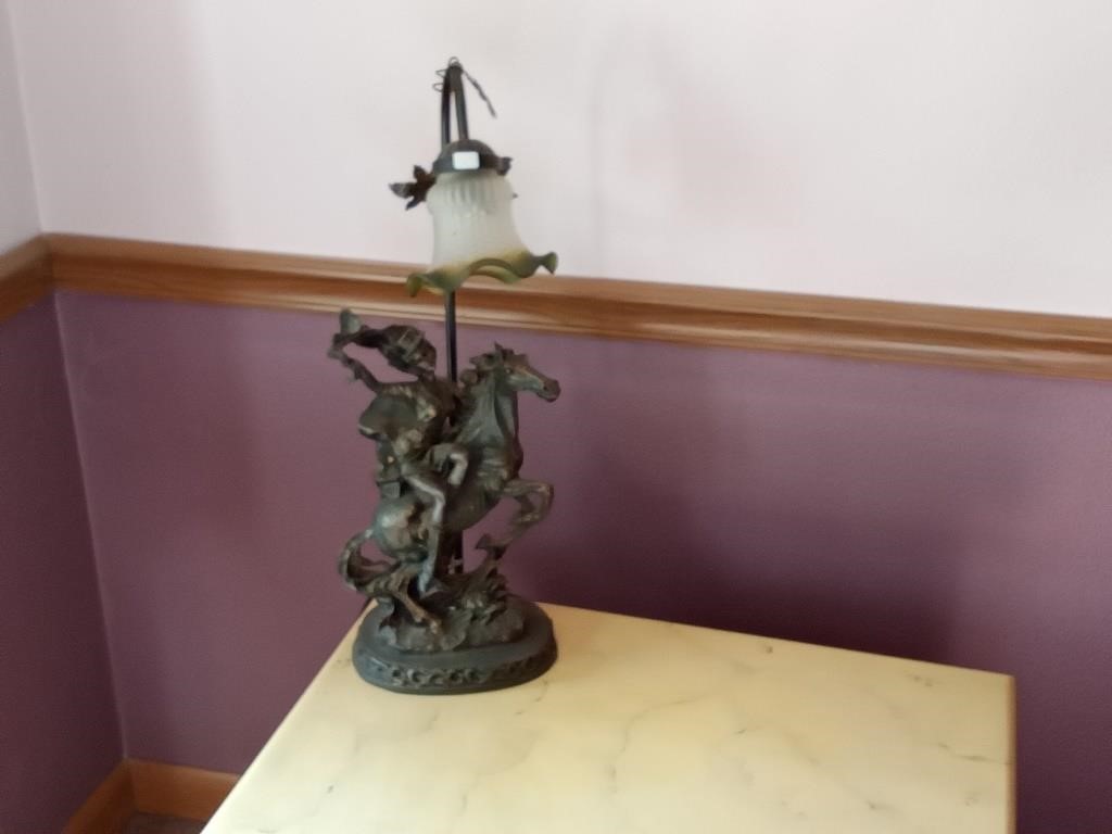 horse with lady table lamp