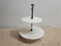 Two Tier Center Piece Marble Serving Tray