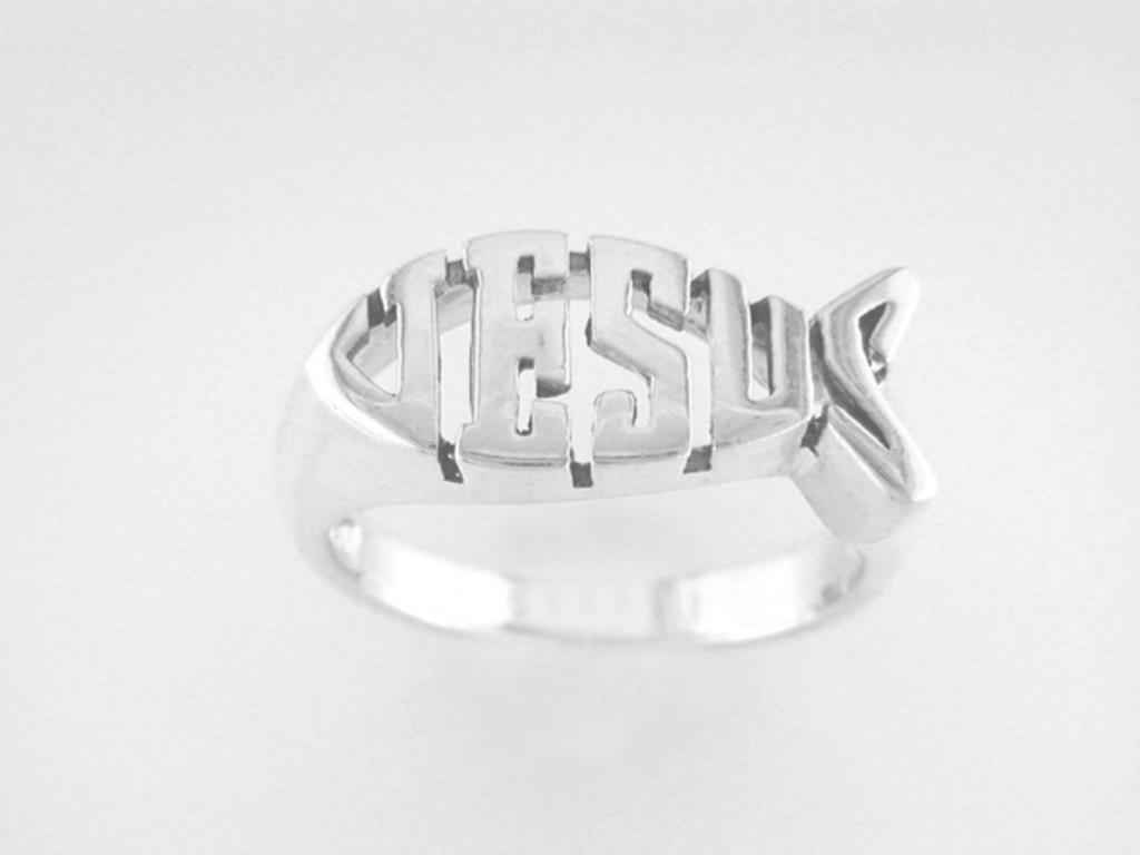 Sterling Silver "Jesus" Fish Ring - Size 7