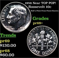 Proof 1958 Roosevelt Dime Near TOP POP! 10c Graded