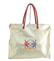 LOEWE Gold Tote Bag W/ multi-colored embroidery