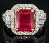 14kt Gold 5.82 ct Brilliant Ruby & Diamond Ring