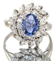 Platinum 2.82 ct Natural Sapphire & Diamond Ring
