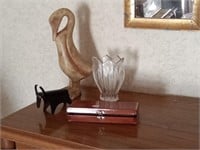 metal cow,pottery duck,vase & more