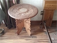 vtg carved wood lamp table