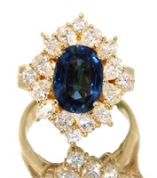 18kt Gold 4.94 ct Natural Sapphire & Diamond Ring