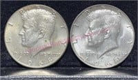(2) 1968 Kennedy Half Dollars (40% silver)