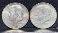 (2) 1968 Kennedy Half Dollars (40% silver)