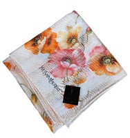 Yves Saint Laurent Pink Striped Floral Scarf