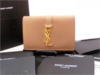 Yves Saint Laurent Taupe Leather Wallet