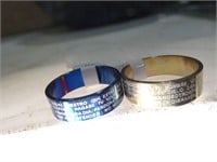 2 New Stainless Religious Rings Sz 20 Blue & Gold