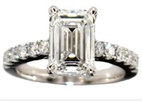 14k Gold 3.68 ct. Emerald Cut Lab Diamond Ring
