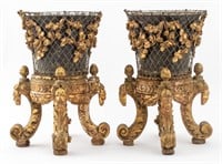 Louis XVI Style Giltwood Planters & Stands, Pair