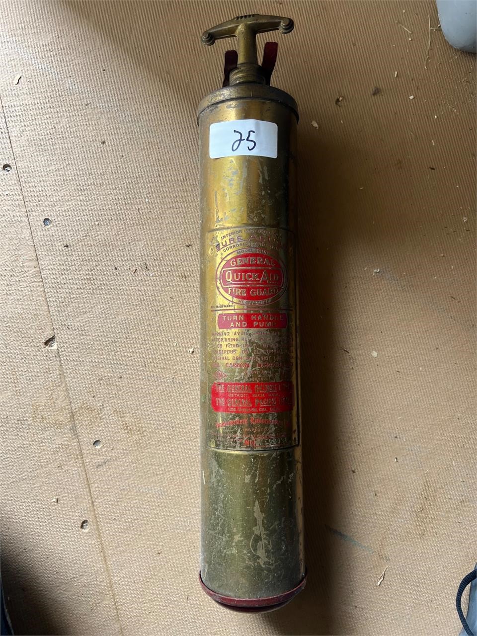 SURE ACTION BRASS FIRE EXTINGUISHER 18” LONG