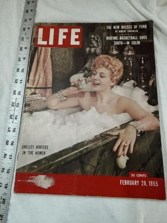 Vtg 1955 Life Magazine w/Shelley Winters on Cover