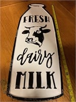 Metal fresh milk sign