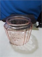 Pink depression glass biscuit jar no lid