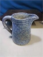 Small blue spatterware pitcher