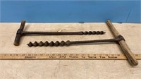 2 Early Wood Barn Beam Drill Augers. Jukes &
