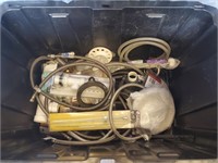 Tote of Water Supply Lines and Accessories