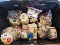 Tote of Organized PVC Parts and Supplies