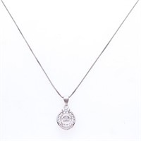 925 Sterling Silver Necklace - Round Pendnat w. Fl