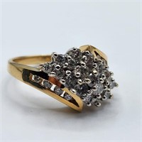 14k Gold & Diamond Ring Size 6 1/2 (5.1g)