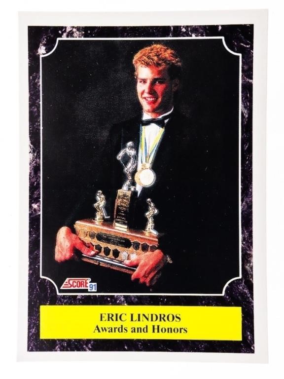 ERIC LINDROS 1991 SCORE CARD # 330 AWARDS & HONORS