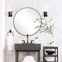 NEW $271 24'' Black Round Mirror