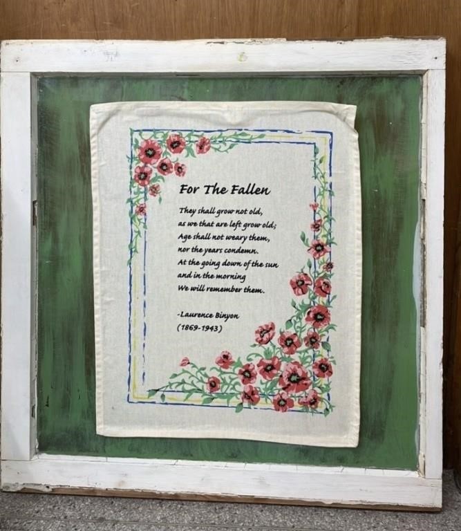 Vintage Window w/Fabric Poem (27" x 28")