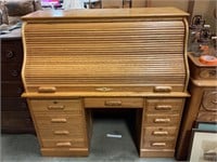 Roll top desk w 18 drawers