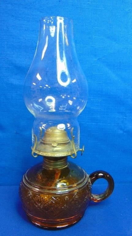 Amber Glass Finger Oil Lamp